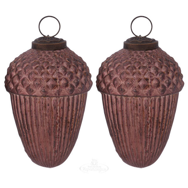 Набор стеклянных елочных игрушек Желуди Примавера 11 см, 4 шт Boltze