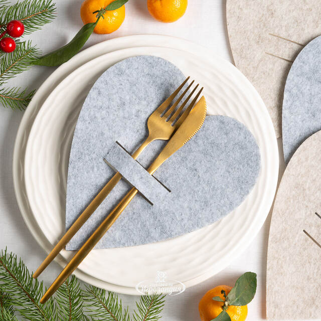 Конверты для столовых приборов Meranges - Сердце 21*20 см, 4 шт Boltze