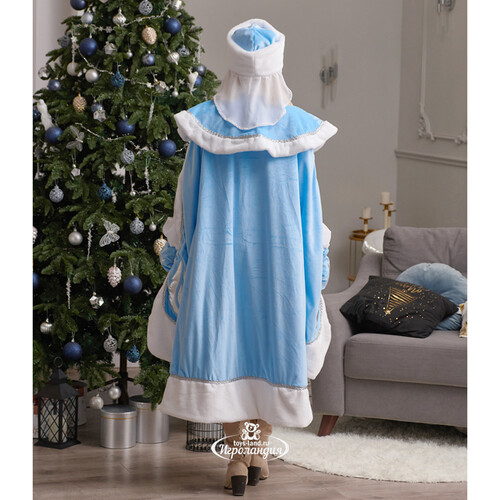 Взрослый новогодний костюм Снегурочка Боярская, 44-48 размер, голубой Бока С