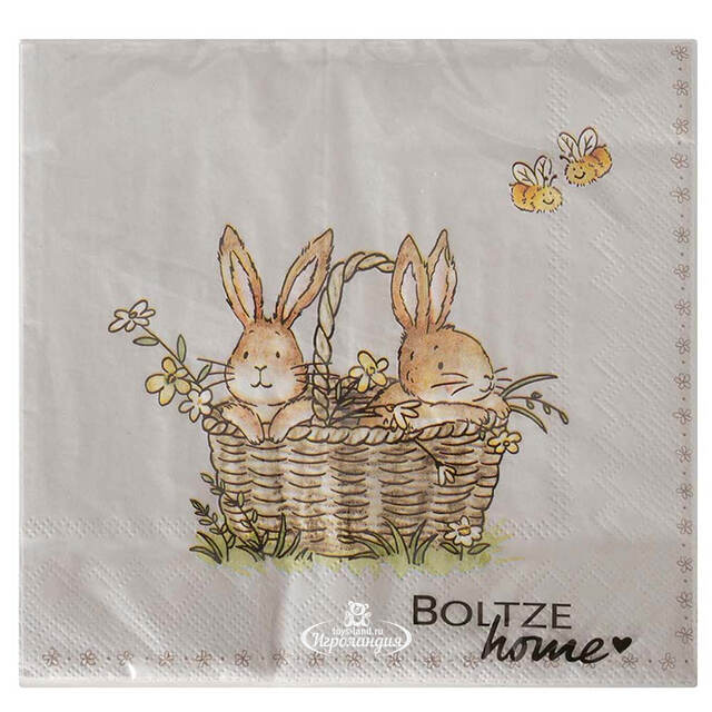 Бумажные салфетки Joe & Jeremy in Basket 17*17 см, 20 шт Boltze
