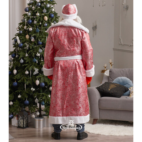 Взрослый карнавальный костюм Дед Мороз Царский, красный, 52-54 размер Бока С