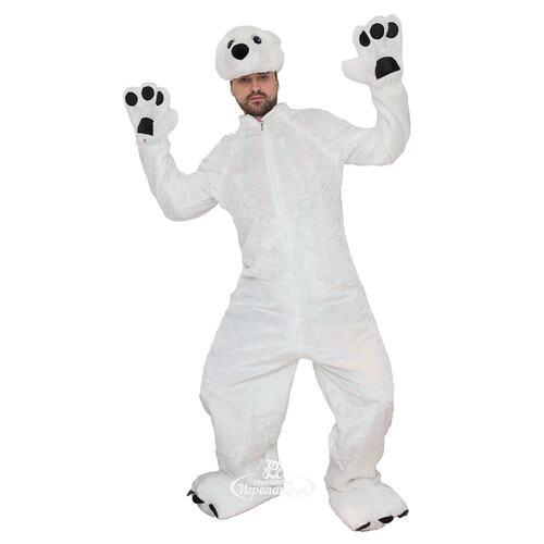Взрослый карнавальный костюм Белый медведь, 50-52 размер Бока С