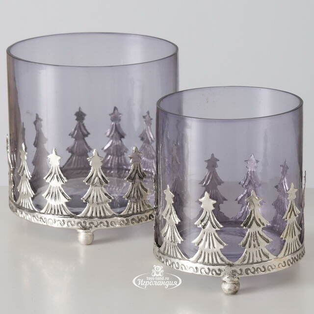 Набор стеклянных подсвечников Елочки Солсбери 10-11 см, 2 шт Boltze