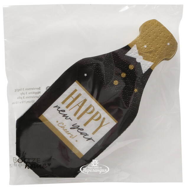 Бумажные салфетки Бутылочка Шампанского 19*6 см, 12 шт Boltze