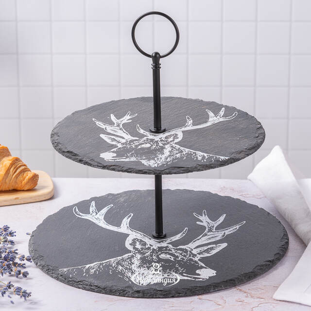 Этажерка двухуровневая для сервировки Moritz 24 см, сланец Boltze