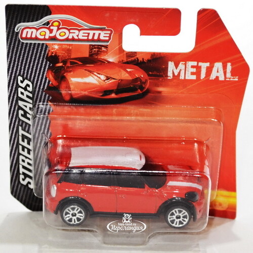 Машинка металлическая Mini Cooper 1:64 7.5 см красный с белым Majorette