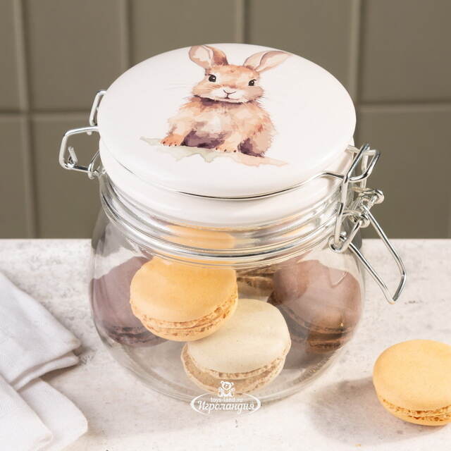 Стеклянная банка для хранения Кролик Этьен 11 см, 450 мл Boltze (Больтце)