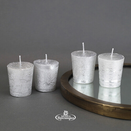 Чайная свеча Металлик серебряная 4 шт Kaemingk