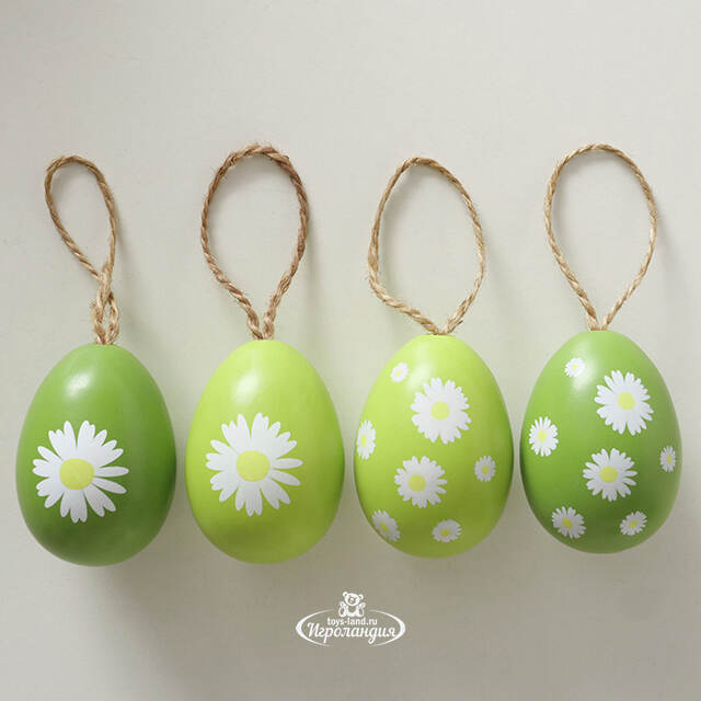 Пасхальные украшения Яйца White Daisy 6 см, 4 шт, подвеска  Boltze