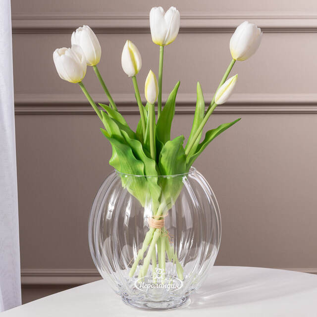 Силиконовые цветы Тюльпаны Грейт Милтон белые 40 см, 7 шт Boltze