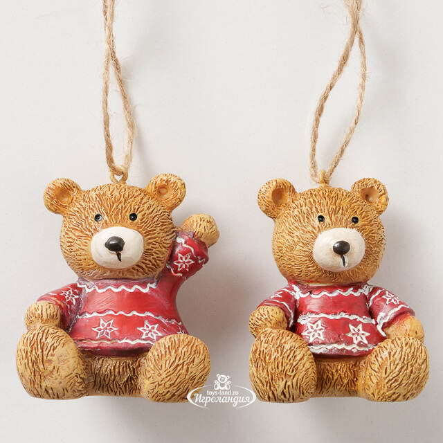 Елочные игрушки Мишки Бэйли - Уютная Зима 6 см, 2 шт Boltze