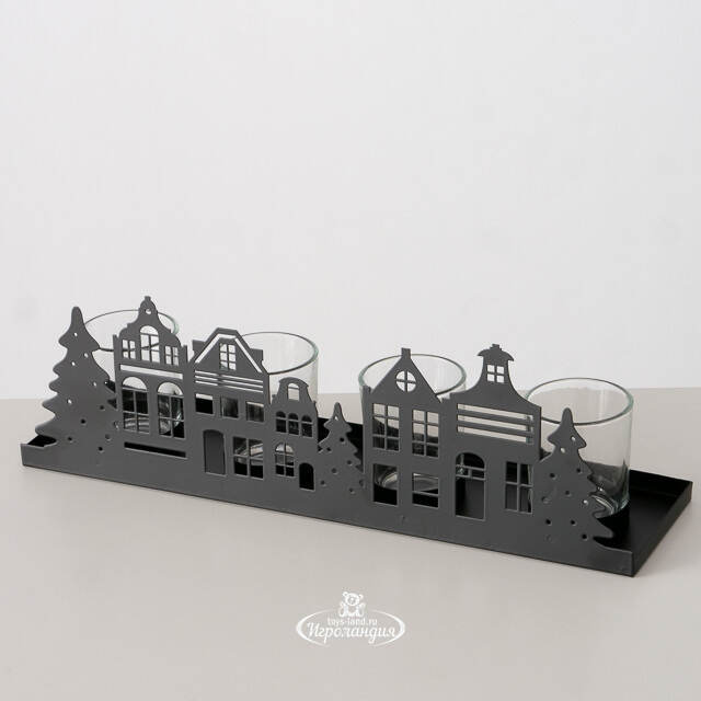 Декоративный подсвечник Домики Hiddenville 35*11 см Boltze