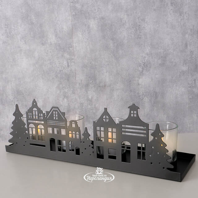 Декоративный подсвечник Домики Hiddenville 35*11 см Boltze