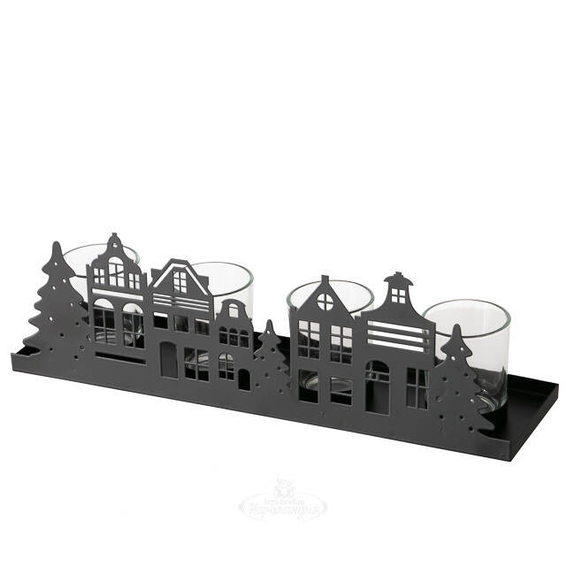 Декоративный подсвечник Домики Hiddenville 35*11 см Boltze