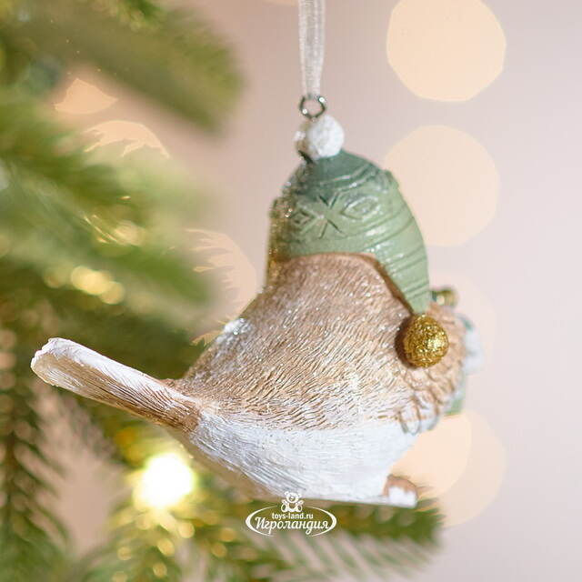 Елочная игрушка Птичка Ману с подарком 8 см Boltze
