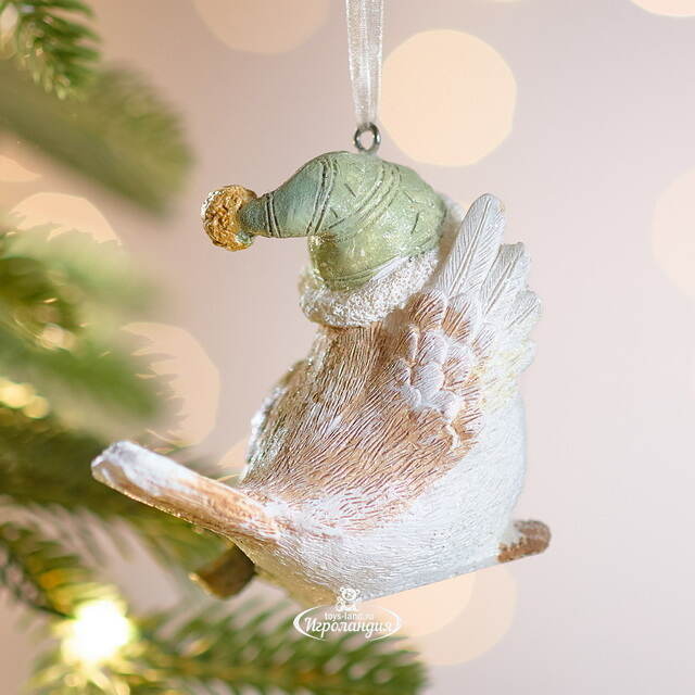 Елочная игрушка Птичка Ману с елочкой 8 см Boltze