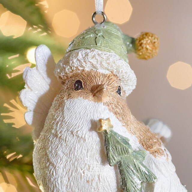 Елочная игрушка Птичка Ману с елочкой 8 см Boltze