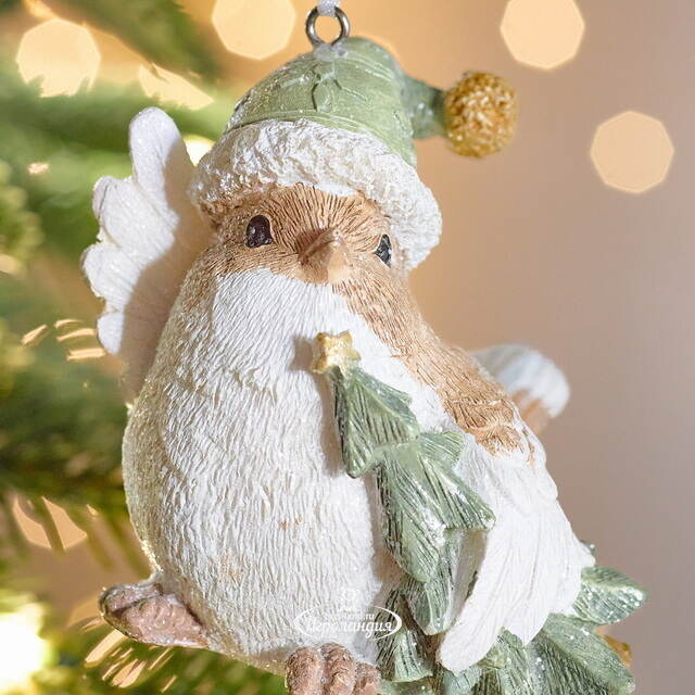 Елочная игрушка Птичка Ману с елочкой 8 см Boltze