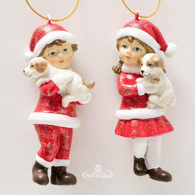 Елочная игрушка Мальчик Лео со щенком - Christmas Dreams 12 см Boltze