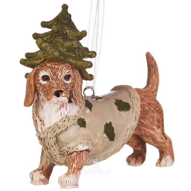 Елочная игрушка Такса Андер в костюме елки 8 см  Boltze