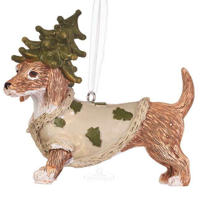 Елочная игрушка Такса Андер в костюме елки 8 см  Boltze