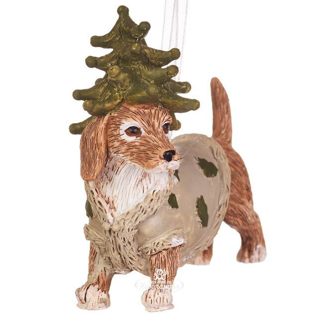 Елочная игрушка Такса Андер в костюме елки 8 см  Boltze