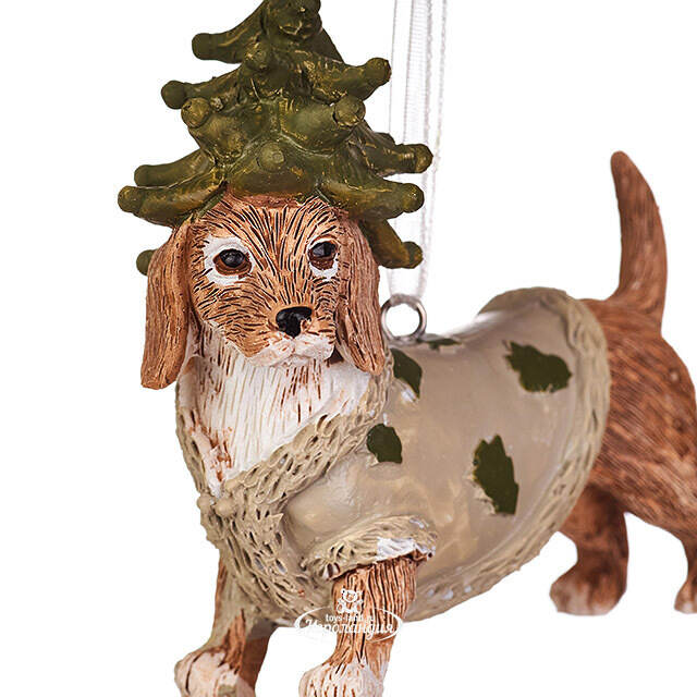 Елочная игрушка Такса Андер в костюме елки 8 см  Boltze