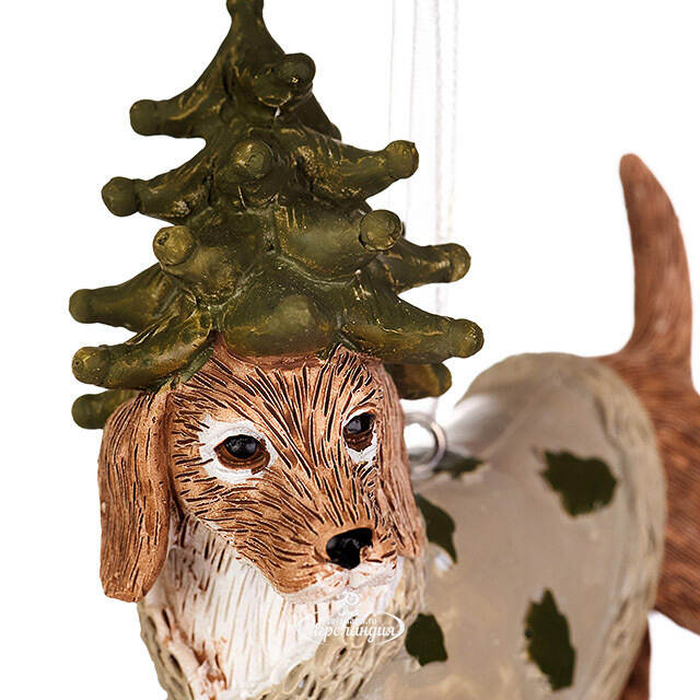 Елочная игрушка Такса Андер в костюме елки 8 см  Boltze