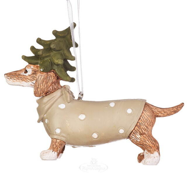 Елочная игрушка Такса Сендер в костюме елки 8 см  Boltze