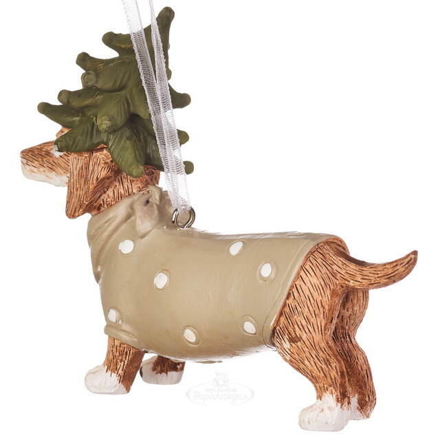 Елочная игрушка Такса Сендер в костюме елки 8 см  Boltze