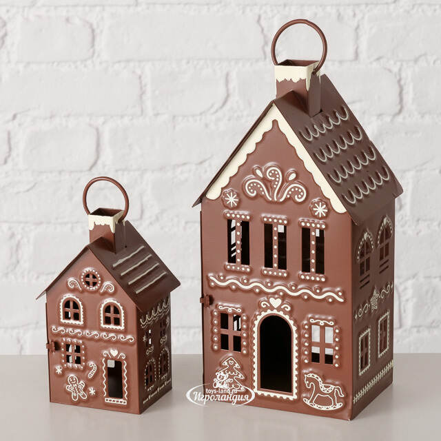 Набор металлических подсвечников - фонарей Gingerbread House 9-13 см, 2 шт Boltze