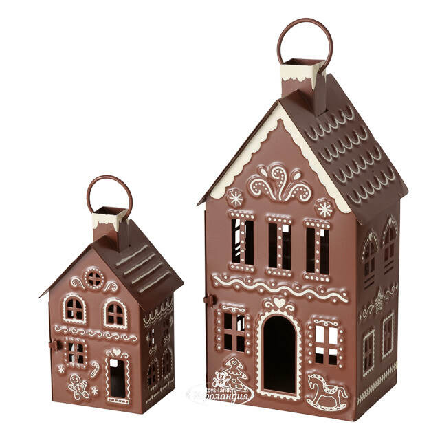 Набор металлических подсвечников - фонарей Gingerbread House 9-13 см, 2 шт Boltze