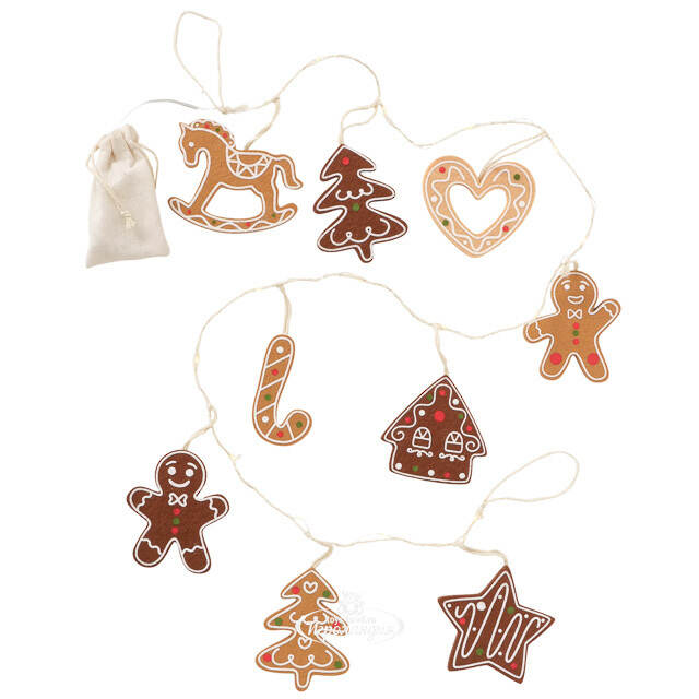 Светодиодная гирлянда на батарейках Gingerbread 160 см, 14 теплых белых LED ламп, таймер, IP20 Boltze