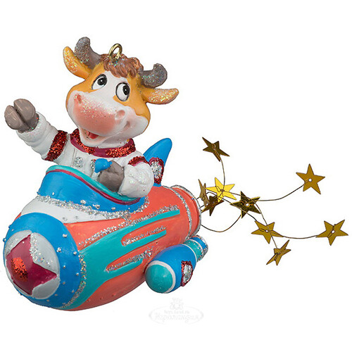 Елочная игрушка Бычок Феликс - Звёздный Астронавт 8 см, подвеска Holiday Classics