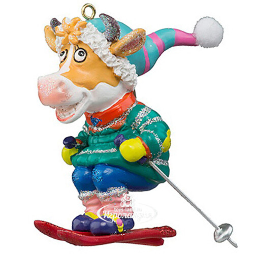 Елочная игрушка Бык Рино - Лыжник Французских Альп 7 см, подвеска Holiday Classics