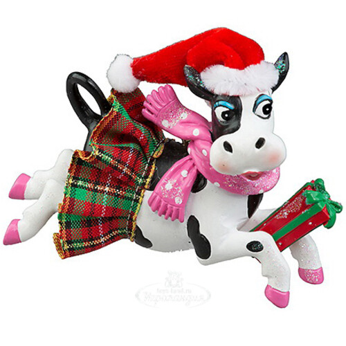 Елочное украшение Корова Бернадетт - Унесённая рождественским ветром 10 см, подвеска Holiday Classics