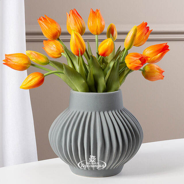 Силиконовые цветы Тюльпаны Паратео 5 шт, 26 см оранжевые EDG