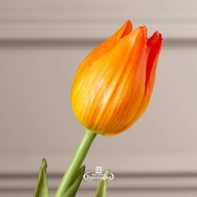 Силиконовые цветы Тюльпаны Паратео 5 шт, 26 см оранжевые EDG