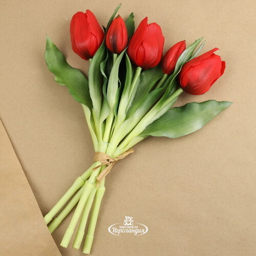 Силиконовые цветы Тюльпаны Piccola Ragazza 5 шт, 28 см красные EDG
