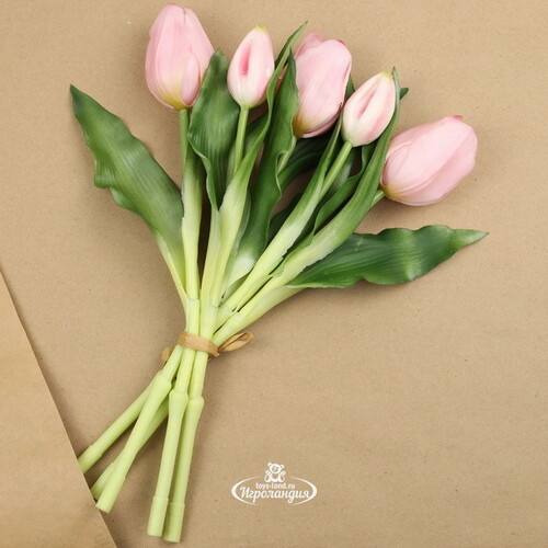 Силиконовые цветы Тюльпаны Piccola Ragazza 5 шт, 28 см светло-розовые EDG