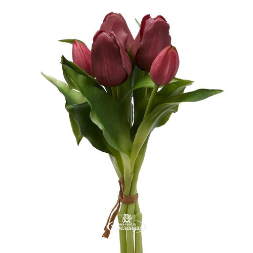 Силиконовые цветы Тюльпаны Piccola Ragazza 5 шт, 28 см бордовые EDG