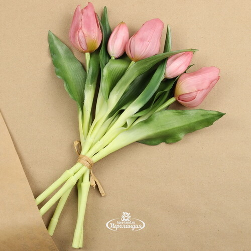 Силиконовые цветы Тюльпаны Piccola Ragazza 5 шт, 28 см бледно-розовые EDG