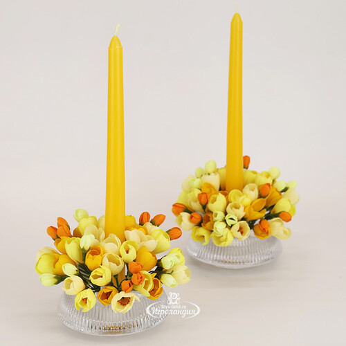 Столовые свечи Serata Accogliente 25 см, 4 шт, желтые EDG