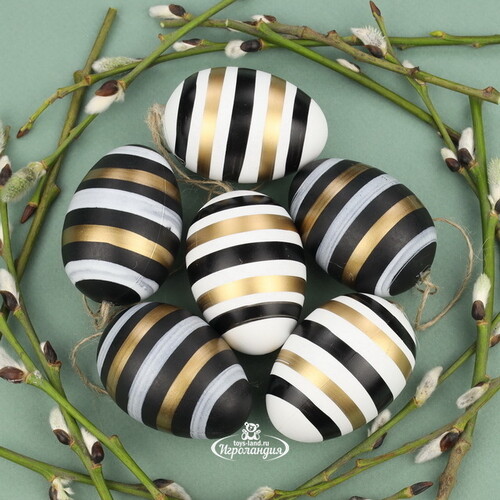 Пасхальные подвески Яйца - Glamorous Stripes 6 см, 6 шт Breitner