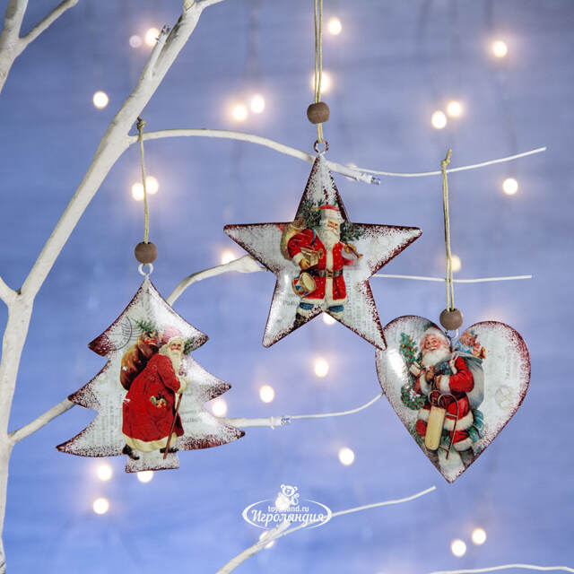 Набор ёлочных игрушек Истории Санта Клауса 9 см, 3 шт, подвеска Breitner
