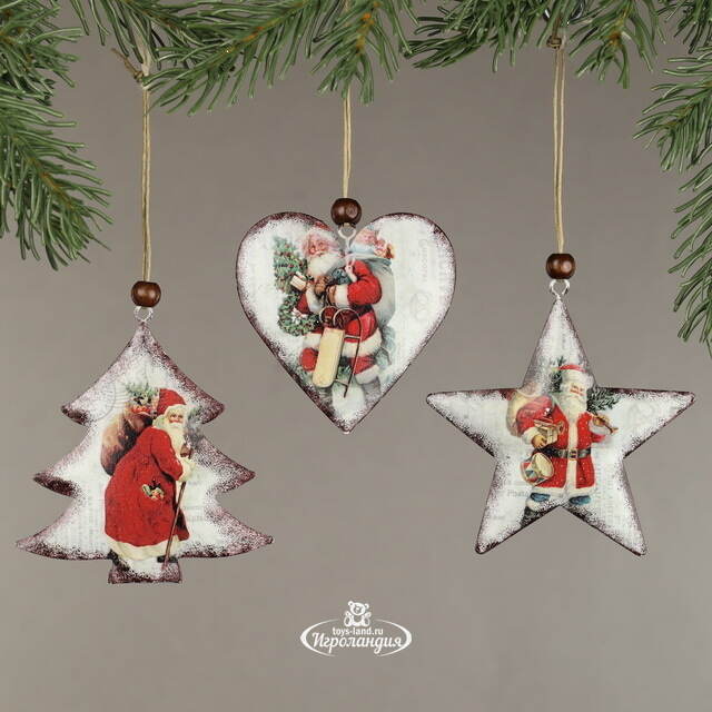 Набор ёлочных игрушек Истории Санта Клауса 9 см, 3 шт, подвеска Breitner
