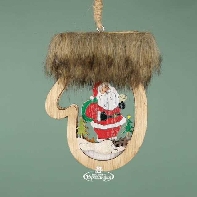 Деревянная елочная игрушка Волшебная Рукавичка - Санта 10 см, подвеска Breitner (Брайтнер)