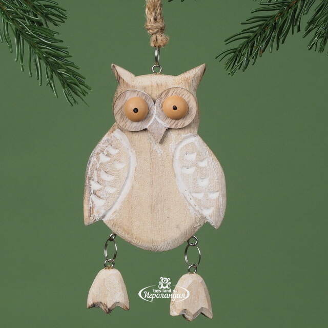 Деревянная елочная игрушка Лесной Филин 16 см, подвеска Breitner