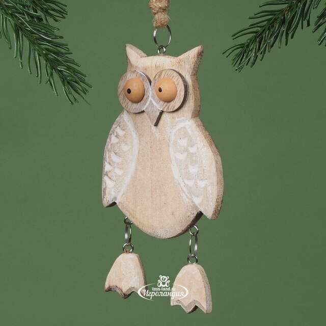 Деревянная елочная игрушка Лесной Филин 16 см, подвеска Breitner