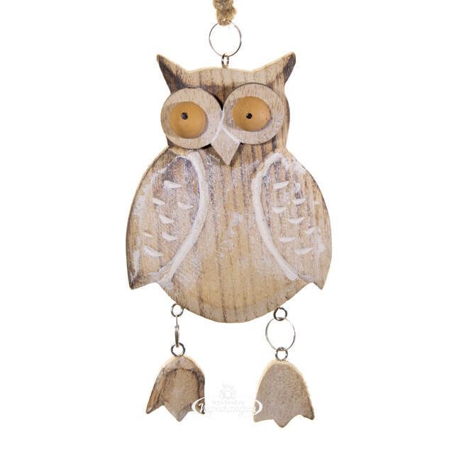 Деревянная елочная игрушка Лесной Филин 16 см, подвеска Breitner